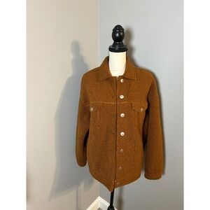 American Eagle Sherpa Lined Trucker Jacket Brown Teddy Fleece